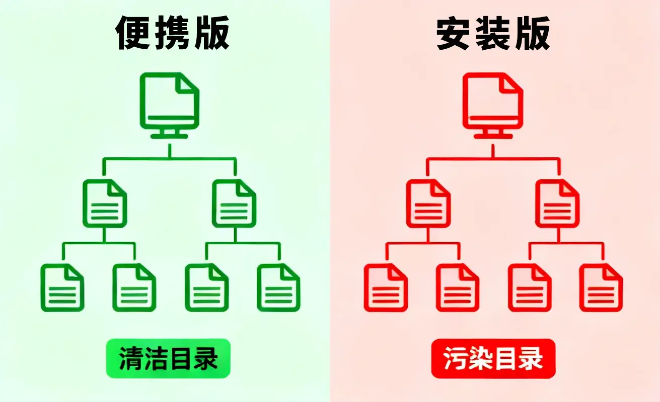 软件版本目录污染 /2025/11/14/code-art-studio/windows_software_guide/images/05_system_cleanliness.webp